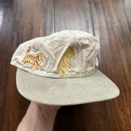 Disney Winnie Pooh and Friends Piglet VTG Hat Cap Snapback 90s USA Beige