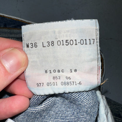 Levis 501 Vintage 90s XX Straight Leg Jeans Y2K Blue Med Wash 36x38 Act 34x33