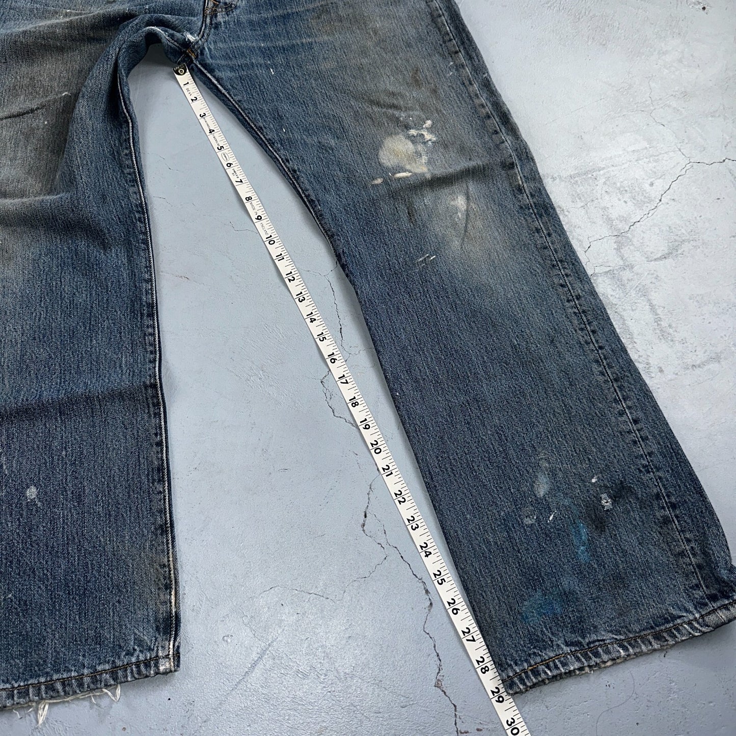 Levis 501 Vintage Y2K XX Straight Leg Jeans Blue Med Wash Paint 38x30 Act 38x29