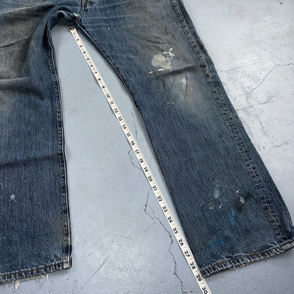 Levis 501 Vintage Y2K XX Straight Leg Jeans Blue Med Wash Paint 38x30 Act 38x29