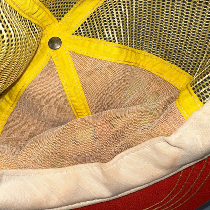 Vintage Adobe Building Centers Hat Yellow Red Mesh Snapback Trucker Cap 70s 80s