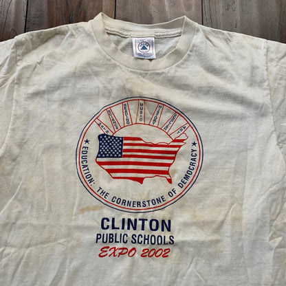 Clinton 2002 Vintage T Shirt USA Travel Pro Delta Democracy Political 