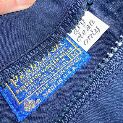 PENDLETON VTG USA Men’s Medium Blue Insulated Wool Bomber Jacket Broken Zipper