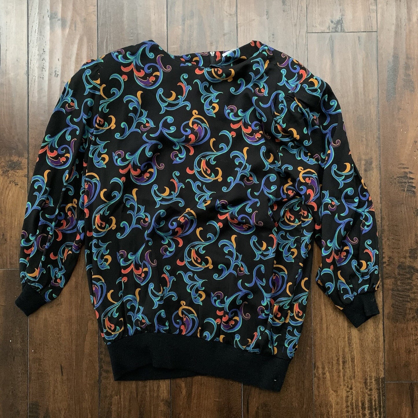 Vtg REO Originals Women's Shirt Top Blouse Rainbow Colors 80s 70s Shirt