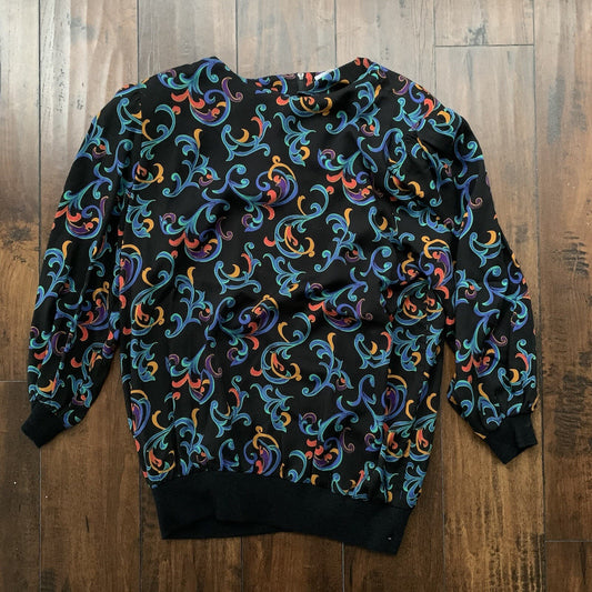 Vtg REO Originals Women's Shirt Top Blouse Rainbow Colors 80s 70s Shirt