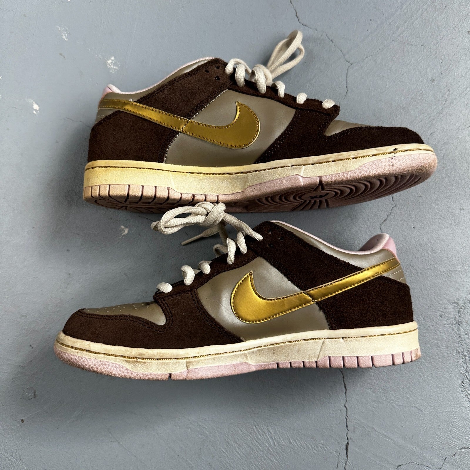 Nike Dunk Low 2007 GS Chino Metallic Gold Rare 309601-271 Brown Purple  5Y W 6.5