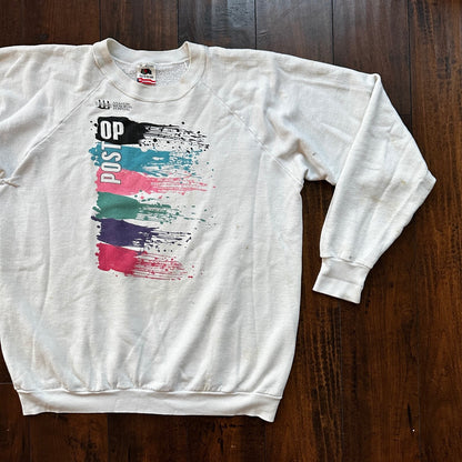 VTG Anaheim Crewneck Sweatshirt 1980s Post Op Hospital Paint Splatter Graphic