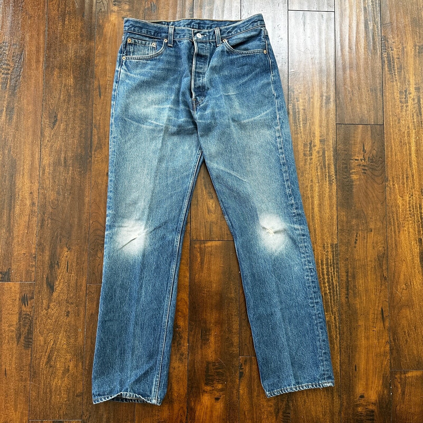 VTG 90s Levis 501 Button Fly 36x36 USA Tag Jeans Straight Wash Blue XX Act 32x31