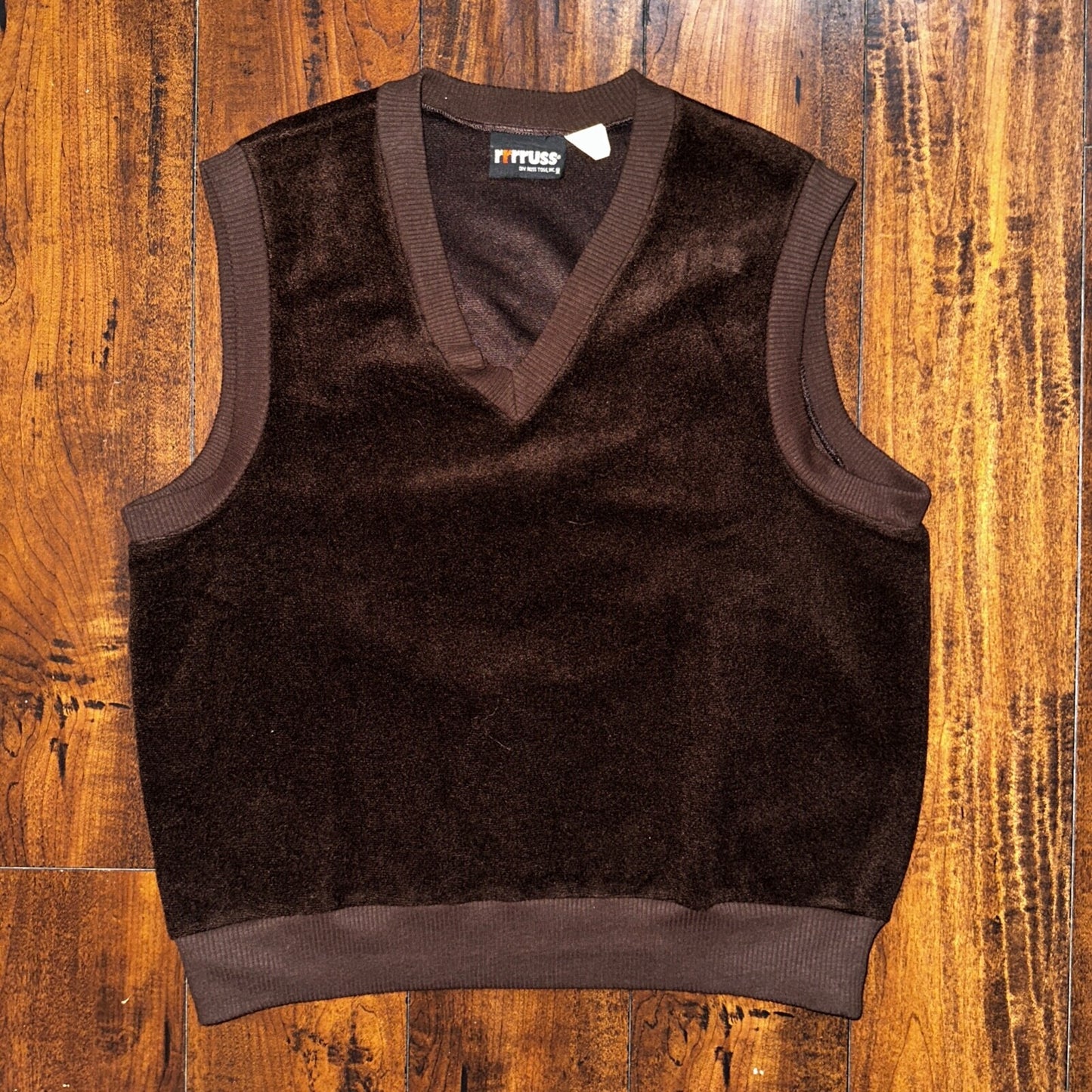 VTG Brown Cozy Vest Womens L 80s RRRUSS USA Rockabilly Cute FUZZY