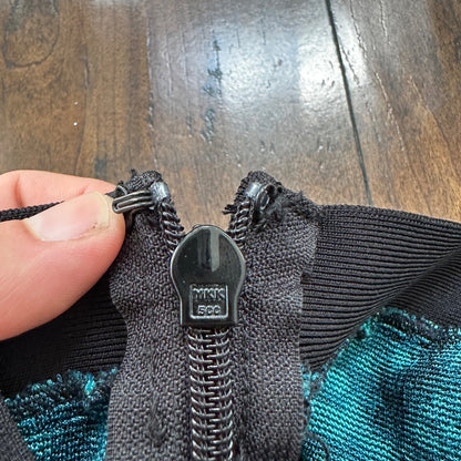 Vintage Yoga Crazy Print Hippie Boot Cut Beach Teal Green Black Gym 90s Y2K