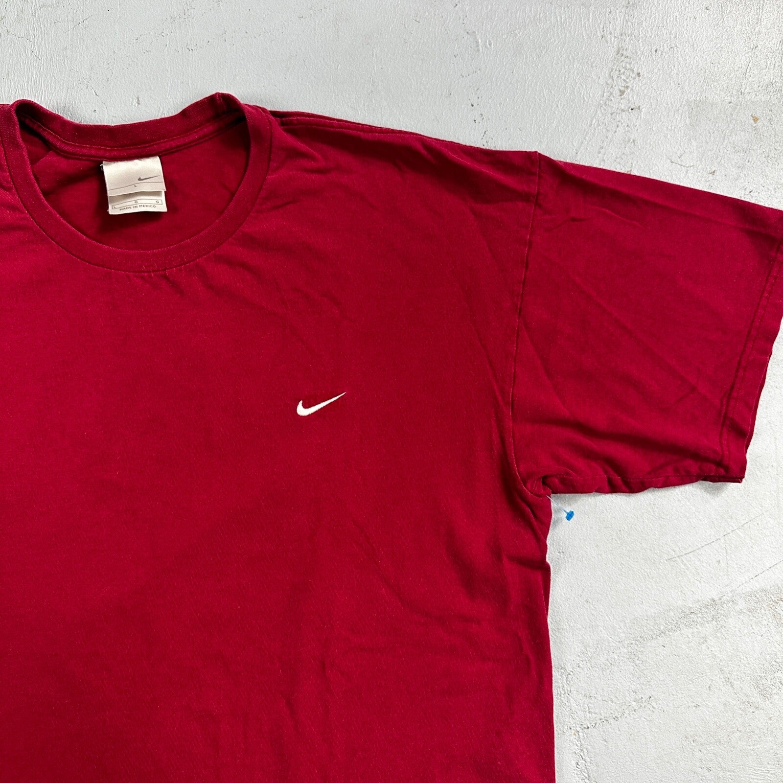 Nike Silver Tag Y2K VTG T Shirt Maroon Red Large Basic Essential Center Swoosh