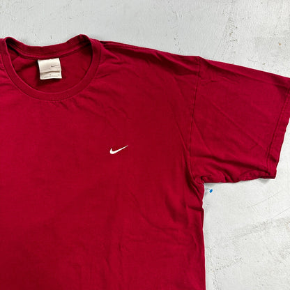 Nike Silver Tag Y2K VTG T Shirt Maroon Red Large Basic Essential Center Swoosh
