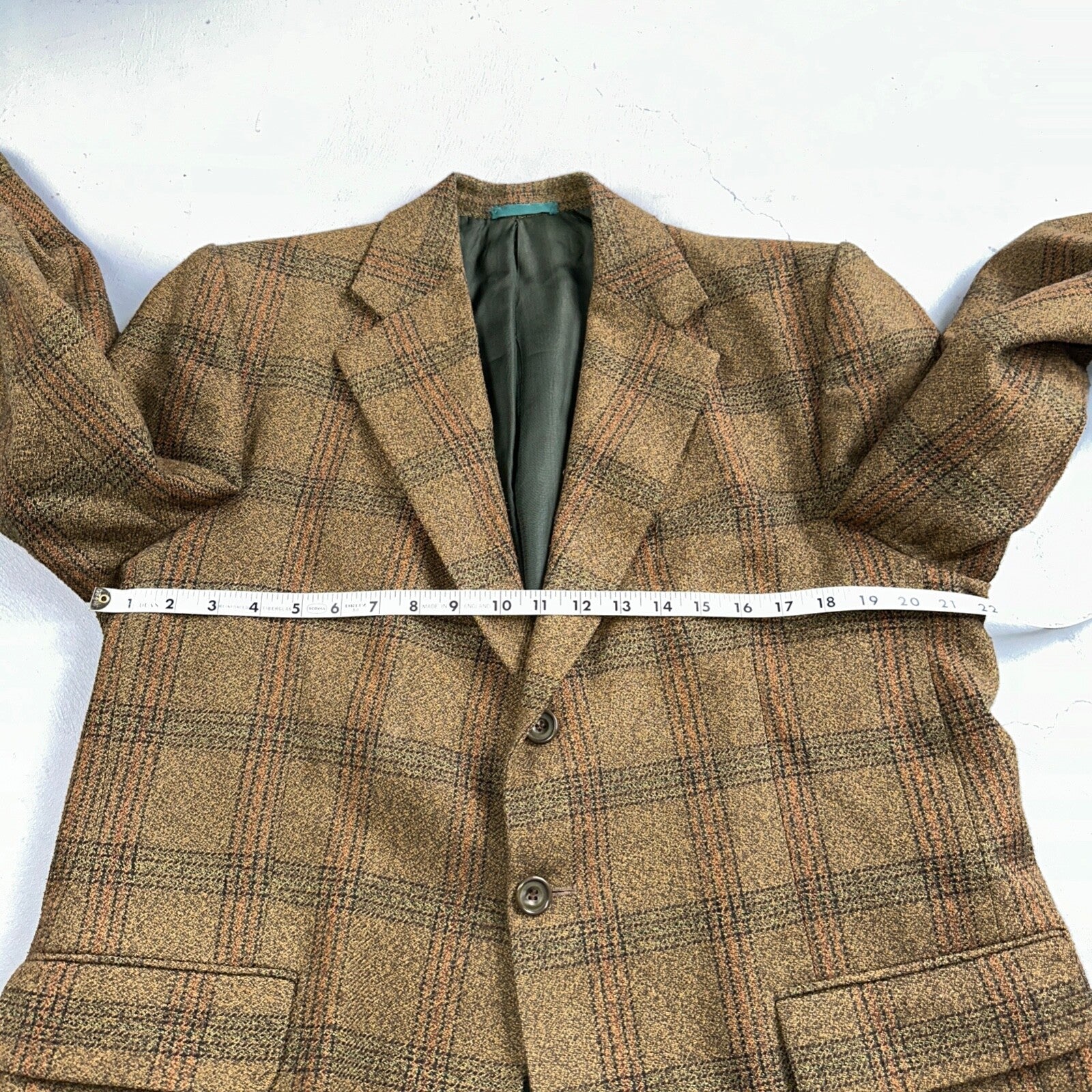 VTG Mens Suit 42 Jacket Sport Coat Rockabilly 80s 70s Wool Stripe Brown Short