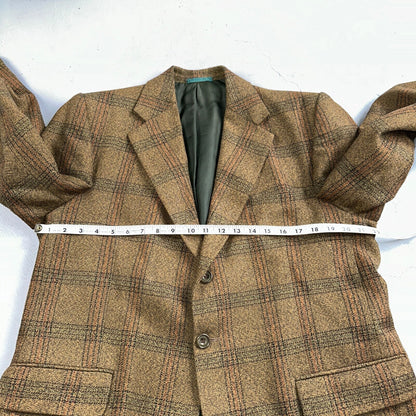 VTG Mens Suit 42 Jacket Sport Coat Rockabilly 80s 70s Wool Stripe Brown Short