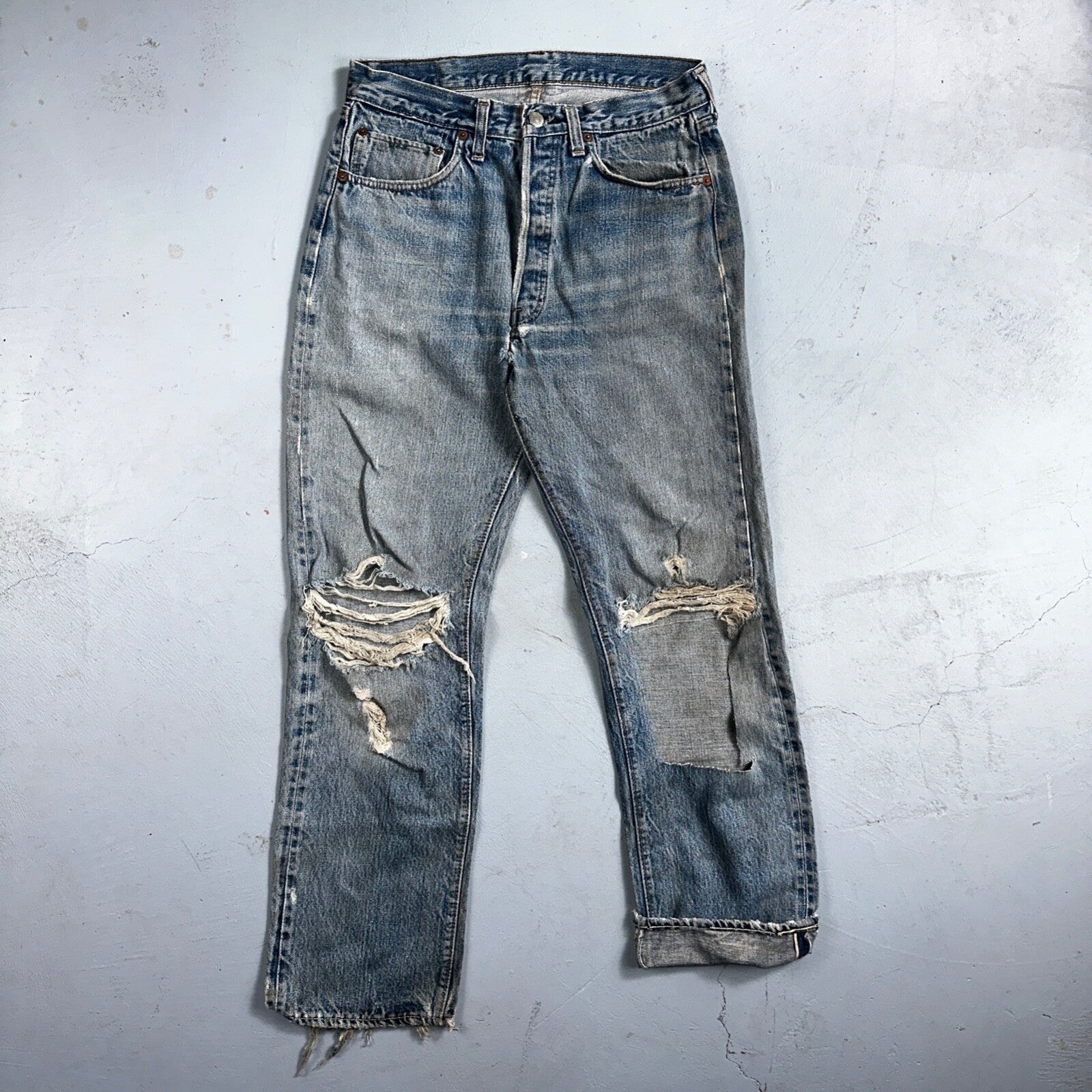 Levis 501 VTG 70s SS Redline Selvedge Jeans XX Thrashed Ripped Act 29x29