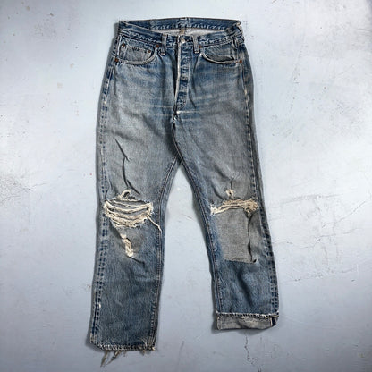 Levis 501 VTG 70s SS Redline Selvedge Jeans XX Thrashed Ripped Act 29x29