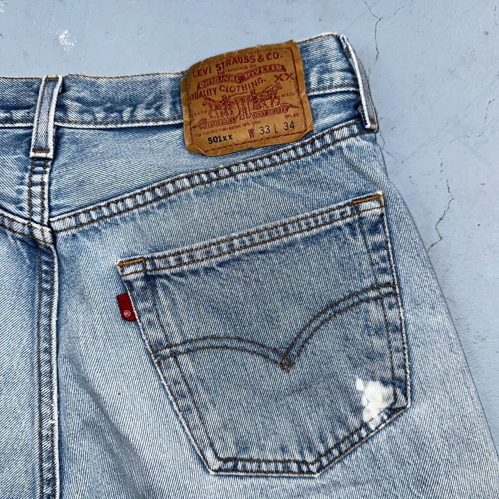 Levis 501 Vintage 90s Mexico Straight Leg Jeans 33x34 Y2K Light Wash Act 30x29