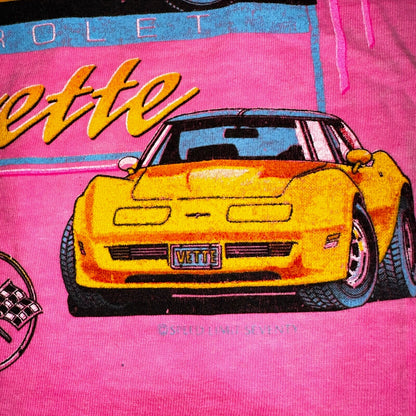 Corvette Hot Pink Oneita VTG T Shirt 80s Chevrolet Hot Girls Bikini Racing Cars