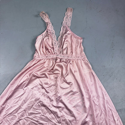 Vintage 1970s Olga Lingerie Slip Dress Sleepwear Full Sweep Nightgown Lace 70s