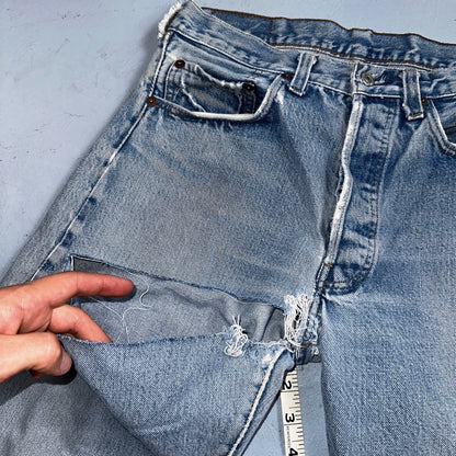 Levis 501 Vintage 80s Redline Selvedge USA XX Jeans Thrashed Light Act 30x33