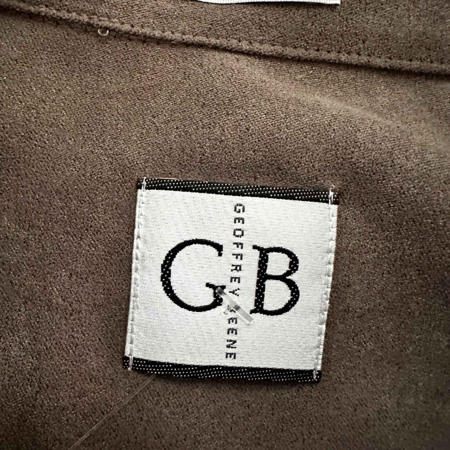 Vtg Geoffrey Beene Mens Micro Suede Long Sleeve Button Up grey/olive  Sz L