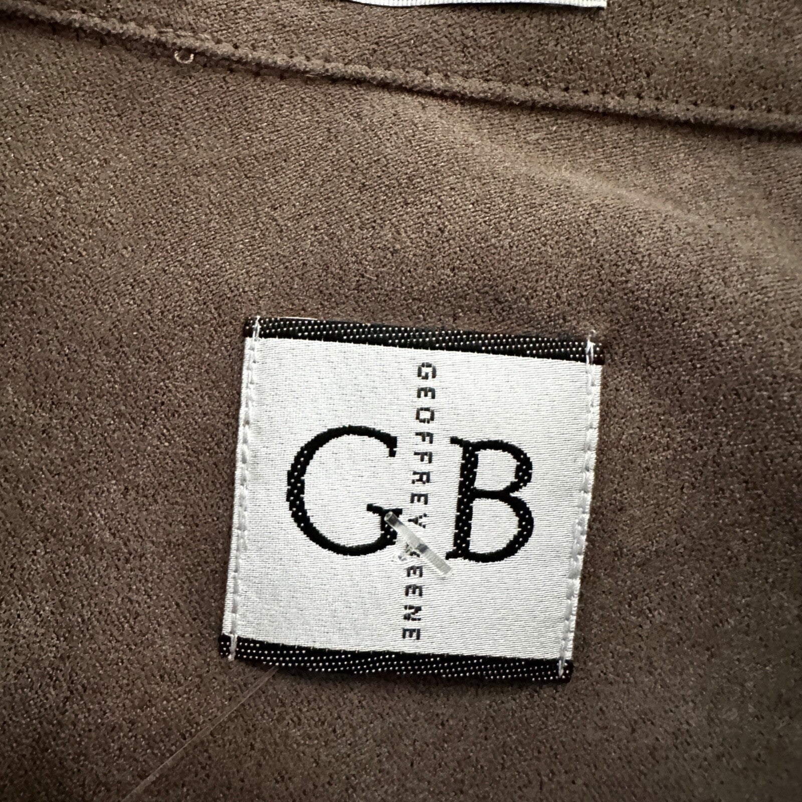 Vtg Geoffrey Beene Mens Micro Suede Long Sleeve Button Up grey/olive  Sz L