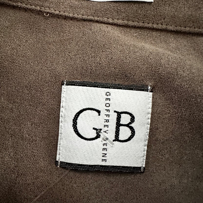 Vtg Geoffrey Beene Mens Micro Suede Long Sleeve Button Up grey/olive  Sz L