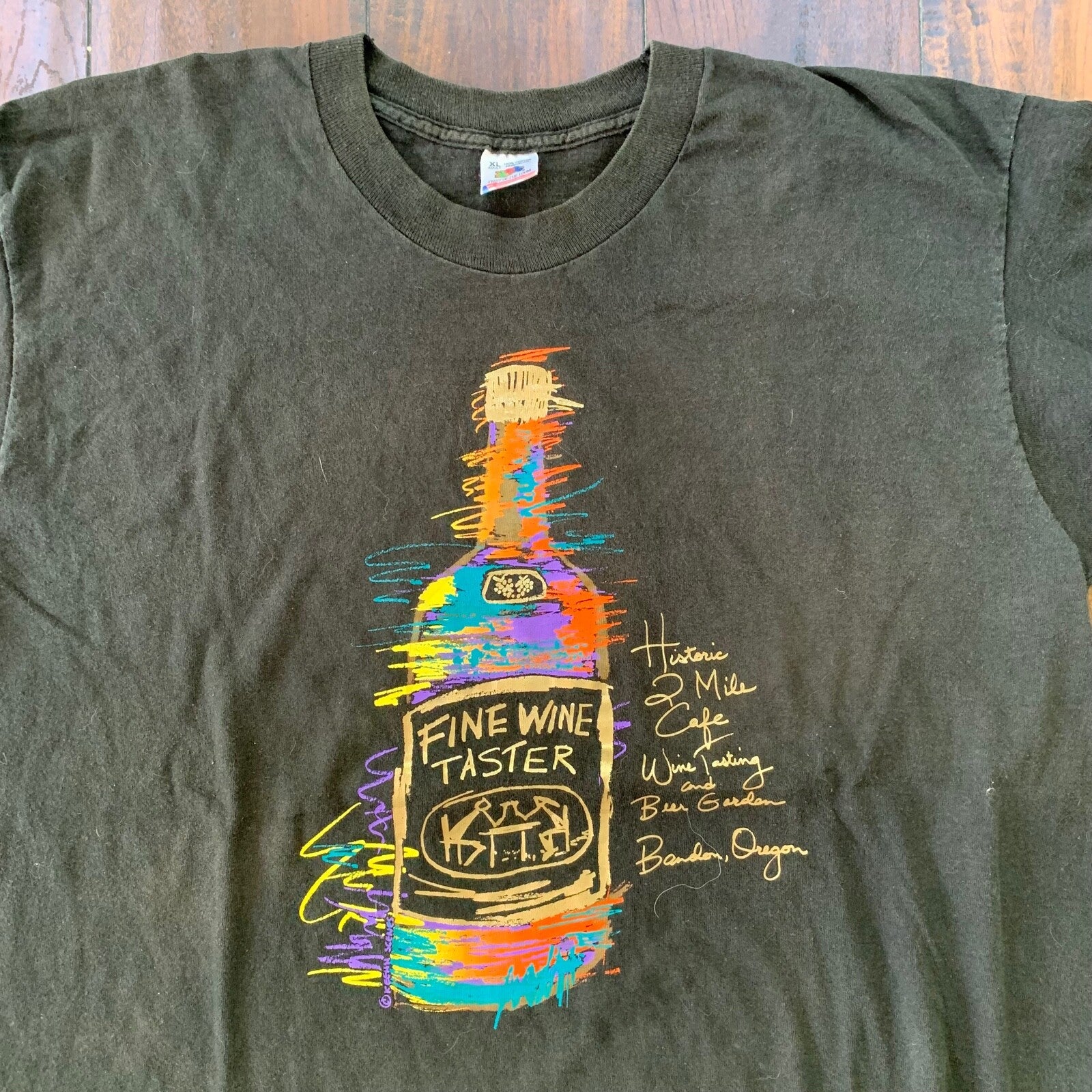 Fine Wine Taster 90s Vintage T Shirt Alcohol Drinking Funny Beer FOTL Black Rap