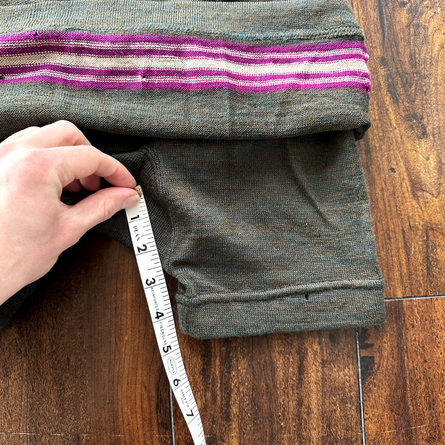 Antique 1920s Green Stripe Wool Bathing Suit Women Swimsuit Art Deco 20s 30s