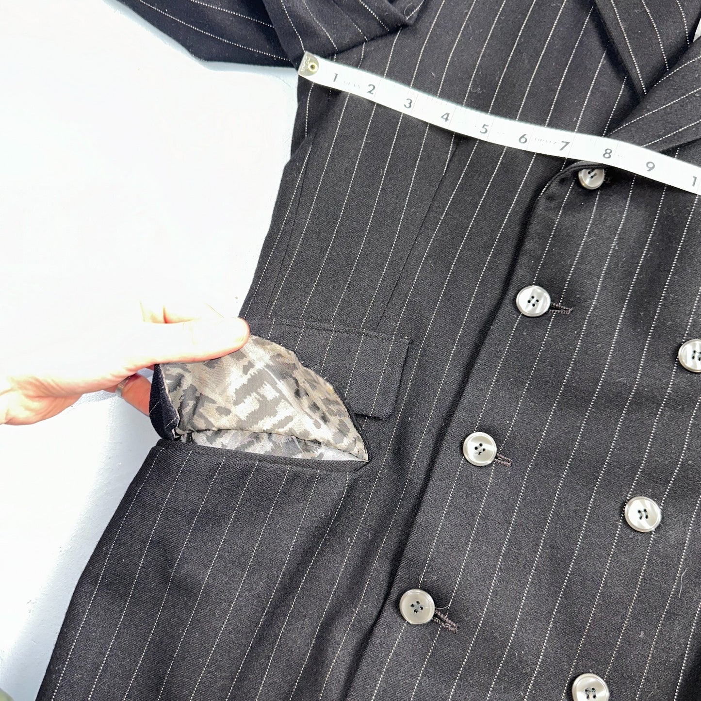 VTG Mens Suit 36 Double Breast 8 Button Jacket Sport Coat Rockabilly 50s Striped