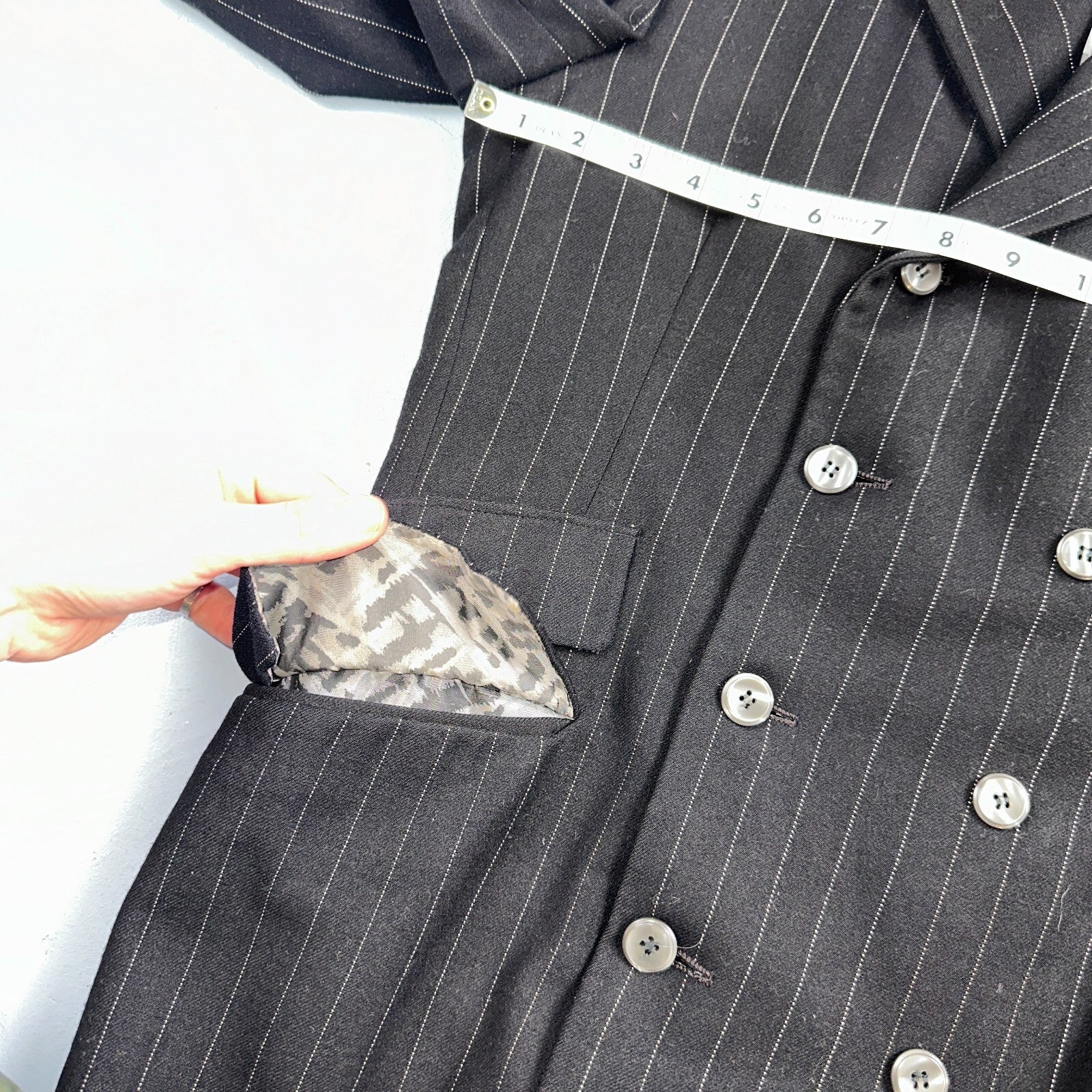 VTG Mens Suit 36 Double Breast 8 Button Jacket Sport Coat Rockabilly 50s Striped