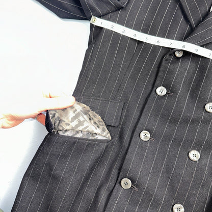 VTG Mens Suit 36 Double Breast 8 Button Jacket Sport Coat Rockabilly 50s Striped