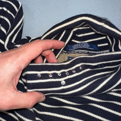 TOMMY HILFIGER Striped Turtleneck Long Sleeve XL Sparkles Added Custom VTG 90s