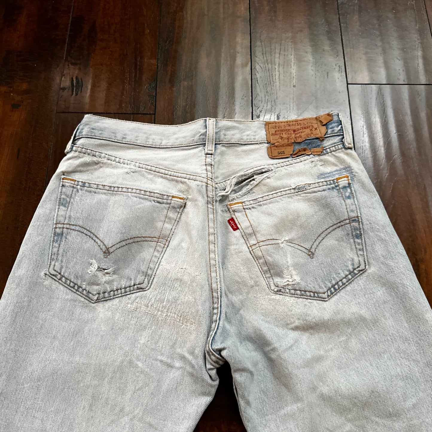 VTG Y2K Levis 501 Button Fly 31x32 Tag Jeans Light Wash 90s Blue XX Act 29x29