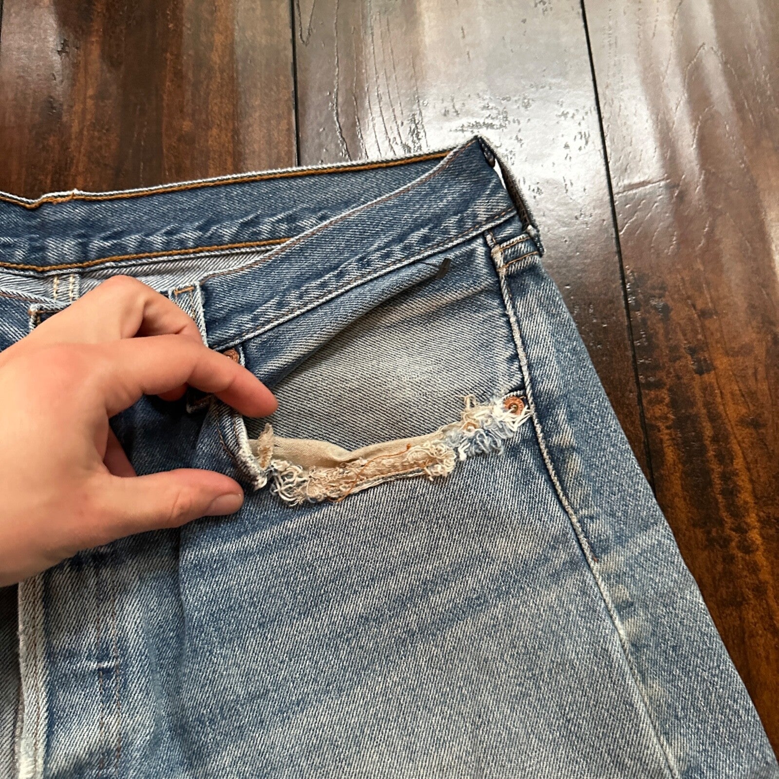 VTG 90s Levis 501 Button Fly 34x38 Tag Jeans Straight Wash Y2K Blue XX Act 30x33