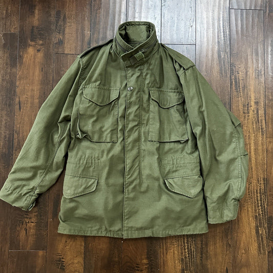 Vintage US Army 1980s Cold Weather Field Coat Jacket M-65 OG 107 Small 80s wwii