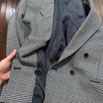 Vintage Cricketeer Womens Nordstrom Double Breasted Blazer Pure Wool 80s Plaid