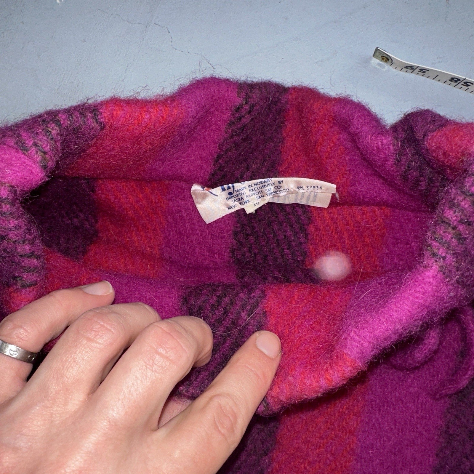 Ljungberg For Kjell Of Norway Womens Pink Striped Wool Vest Rockabilly VTG 60s