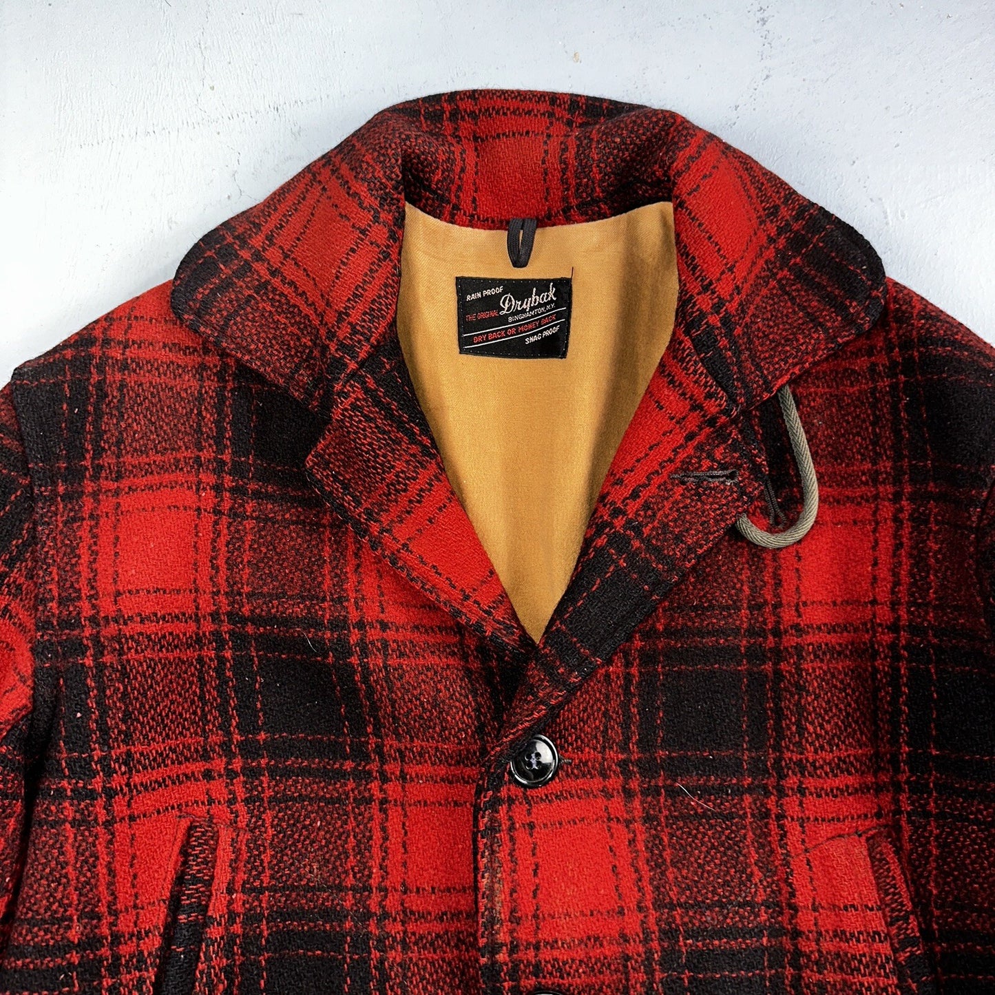 1950s Dryback Coat Wool Buffalo Plaid Heavy Hunting Jacket VTG Mackinaw 50s 40s