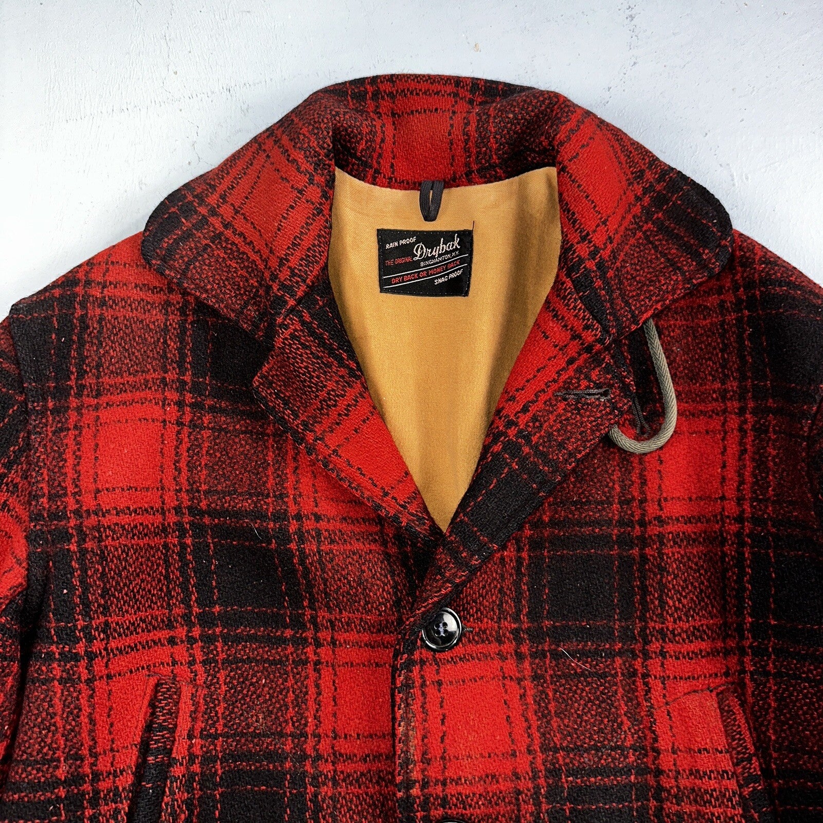 1950s Dryback Coat Wool Buffalo Plaid Heavy Hunting Jacket VTG Mackinaw 50s 40s