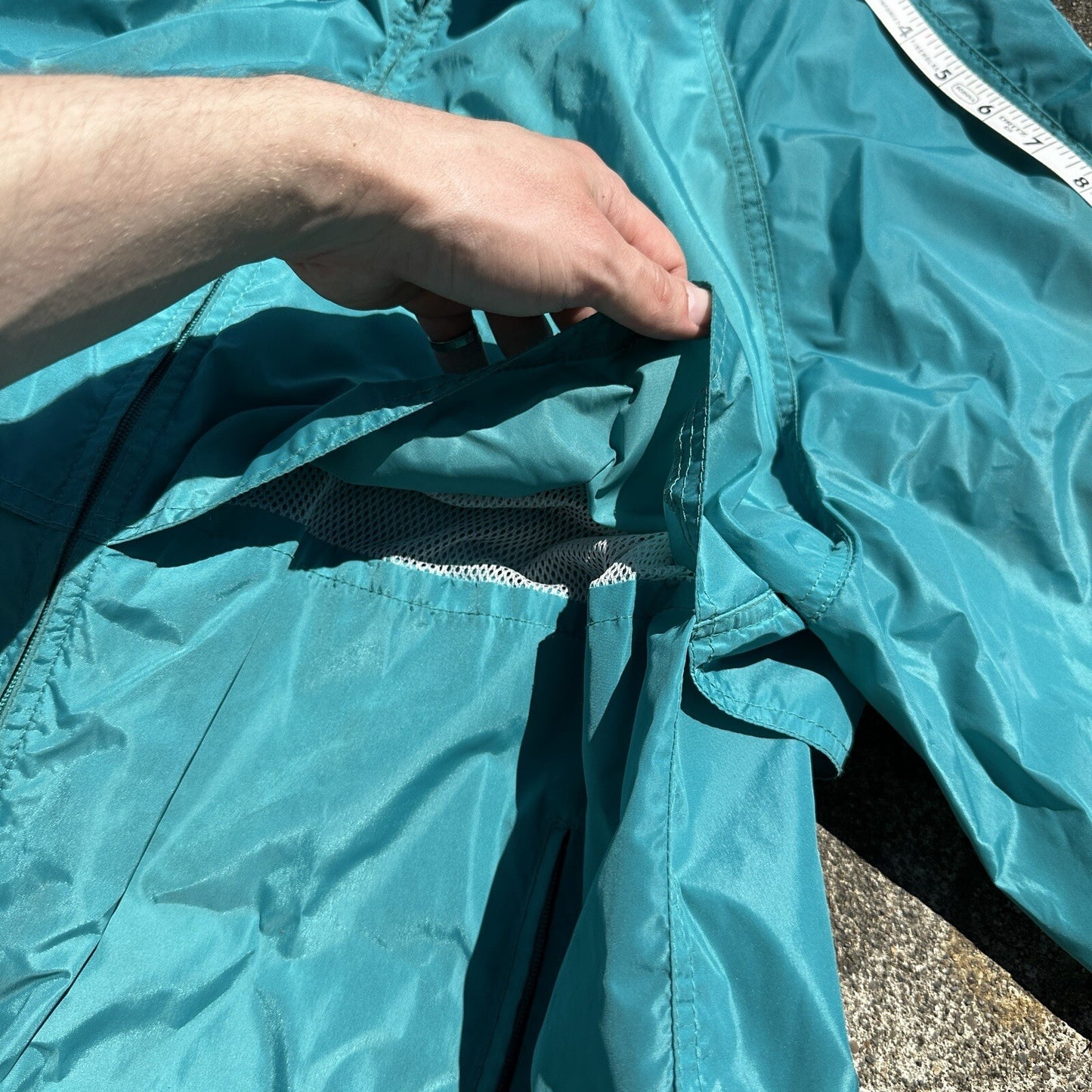 Eddie Bauer XL Blue Rain Jacket Mens Full Zip Outdoor Hike Vintage 1990s 90s