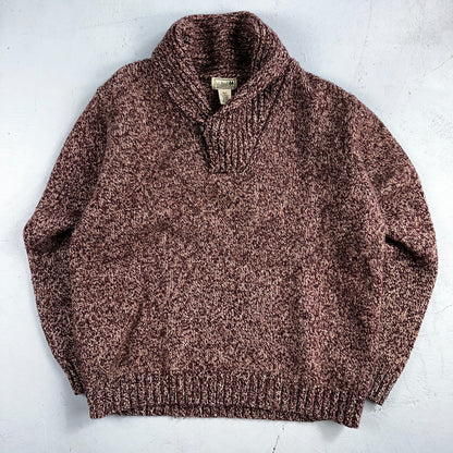 Vintage LL Bean Shawl Collar Pullover Sweater Lambswool Blend Red Men’s XL