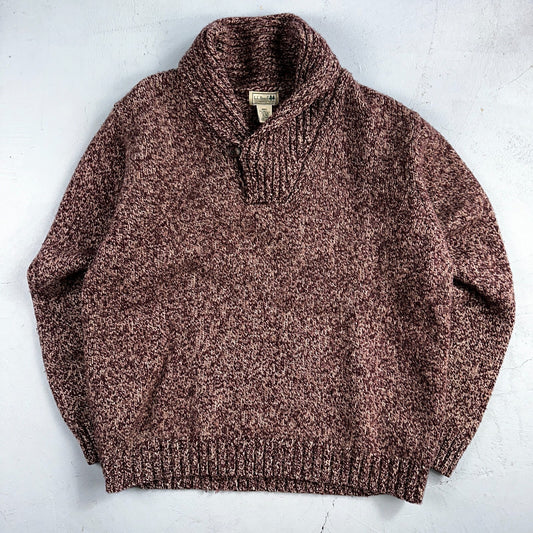 Vintage LL Bean Shawl Collar Pullover Sweater Lambswool Blend Red Men’s XL