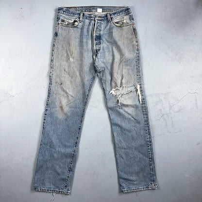 Levis 501 Vintage 90s Mexico Straight Leg Jeans 36x34 Y2K Light Wash Act 34x34