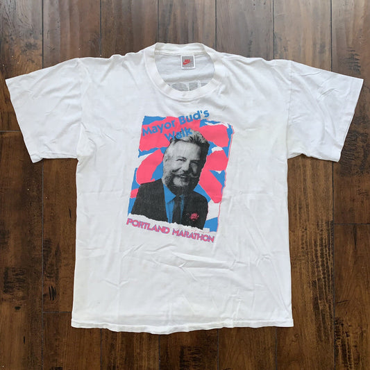 Nike Vintage T Shirt Mens L Mayors Bud Portland OREGON Running Gray Tag 90s 80s