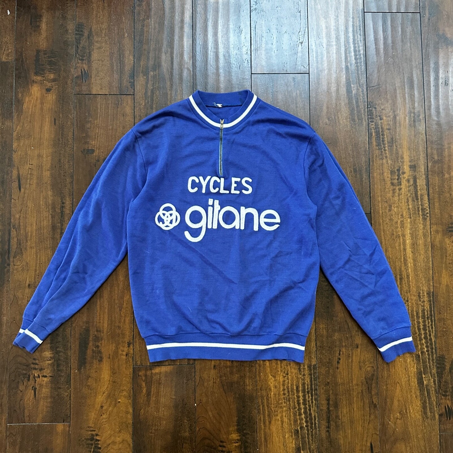 Cycle Gitane 1960s Quarter Zip Crewneck Sweater Chain Stitch Rockabilly 60s RARE