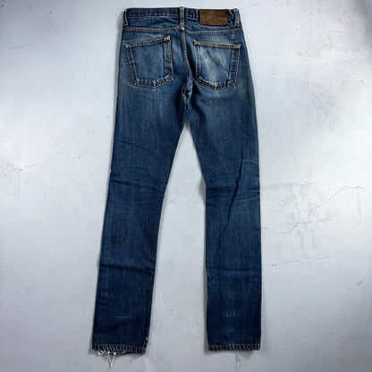 Naked & Famous Jeans Mens 30x36 Blue Dirty Fade Selvedge Denim Skinny Guy