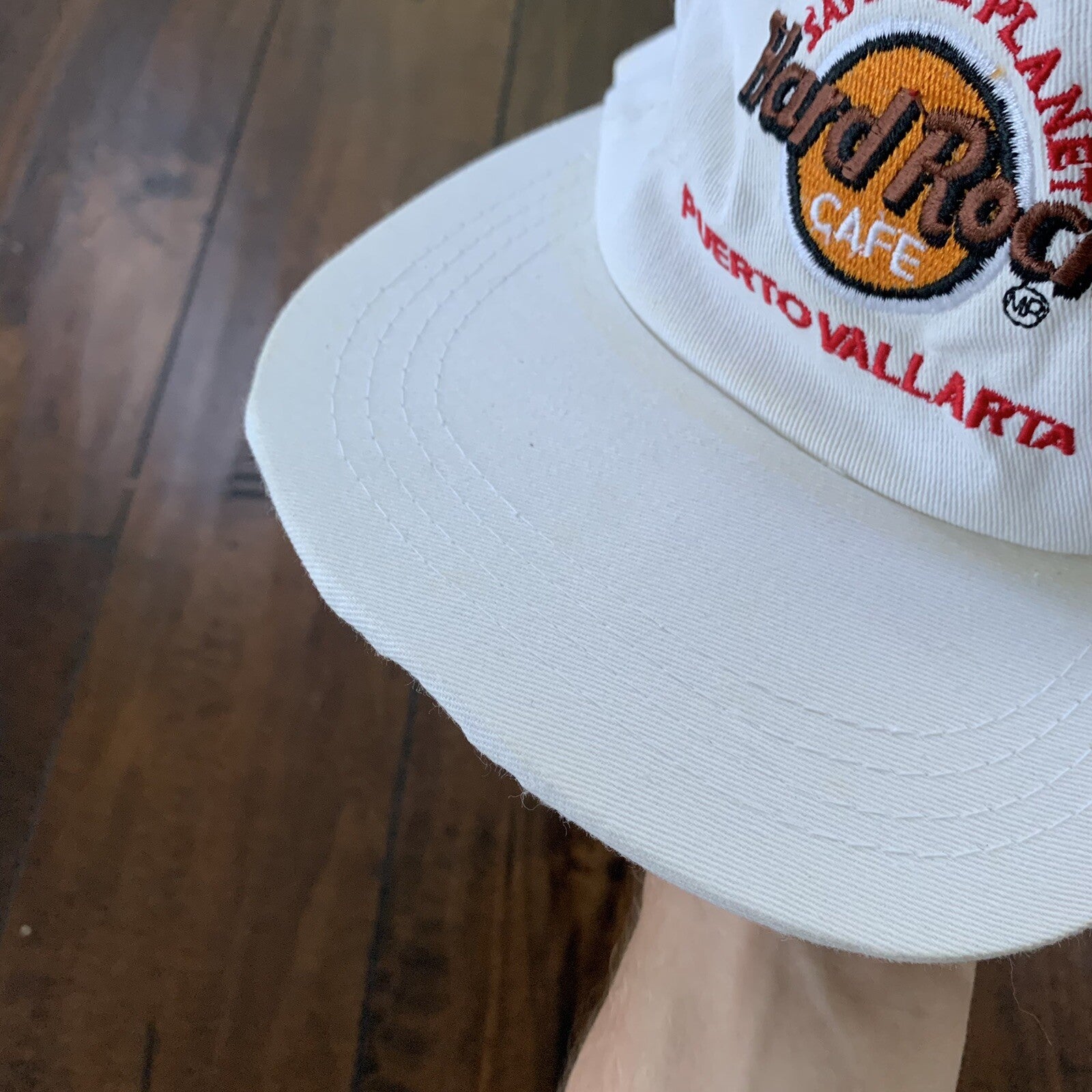 Hard Rock Cafe Vintage Hat Cap Snapback White Bike 90s Puerto Vallarta Cool