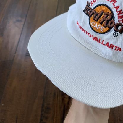 Hard Rock Cafe Vintage Hat Cap Snapback White Bike 90s Puerto Vallarta Cool