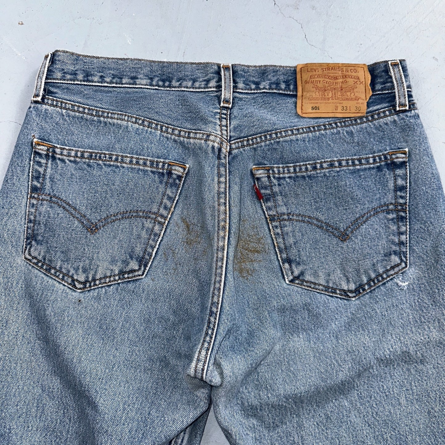 Levis 501 Vintage Y2K 90s XX Straight Leg Jeans Blue Light Wash 33x30 Act 32x29